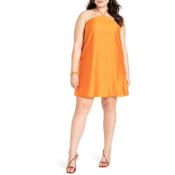 NWT - Eloquii Orange String Halter Neck Mini - Size 22 - Picture 1 of 10